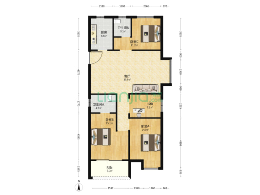滨晖华庭 4室1厅2卫 134平方