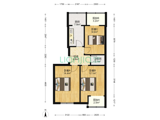 成套局小区 3室0厅1卫 68平方