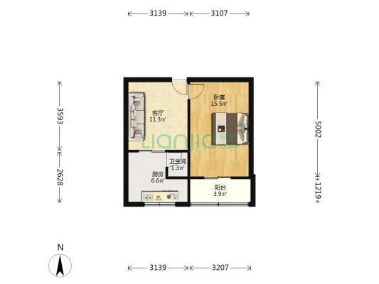 中国水利水电西北勘测设计研究院福利区 1室1厅1卫 43平方