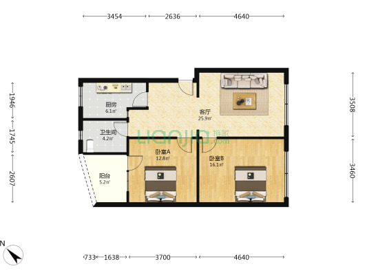 双桥街54号 2室1厅1卫 82平方