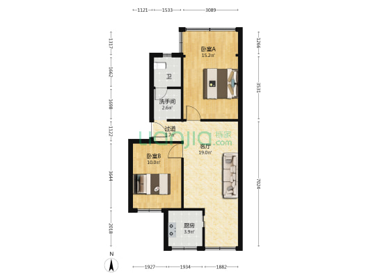 天祥巷4号 2室1厅2卫 56平方
