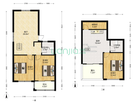 管宁小区 3室1厅2卫 110平方