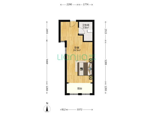 万家汇商贸城 1室0厅1卫 50平方