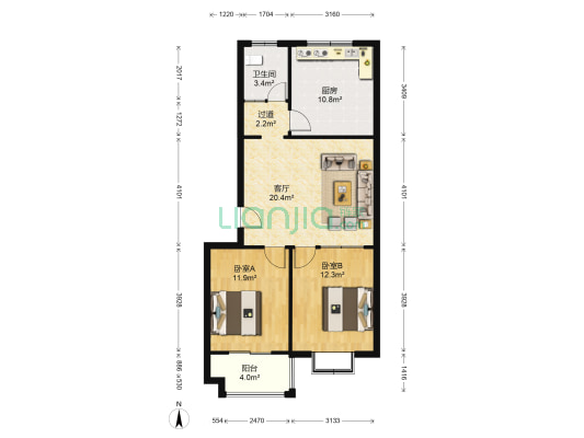 柏丽花园 2室1厅1卫 82平方