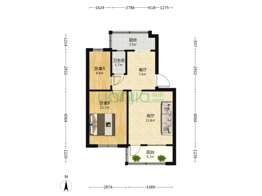 和平东小区(邯山) 2室2厅1卫 50平方