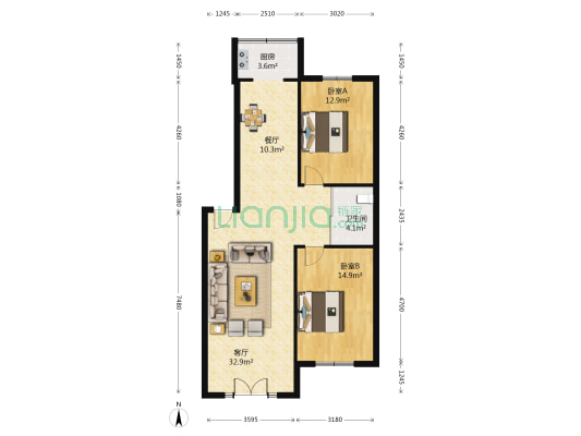 德意经典 2室2厅1卫 97平方
