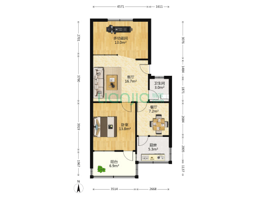 经十路26059 2室2厅1卫 77平方