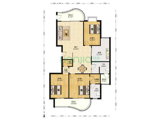 润沁园小区 3室1厅2卫 160平方
