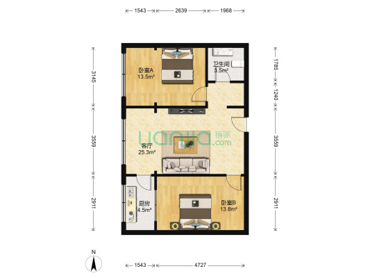 兰州市政公司家属院(五泉南路) 2室1厅1卫 71平方