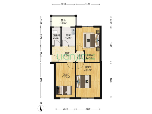玉皇里 3室1厅1卫 73平方