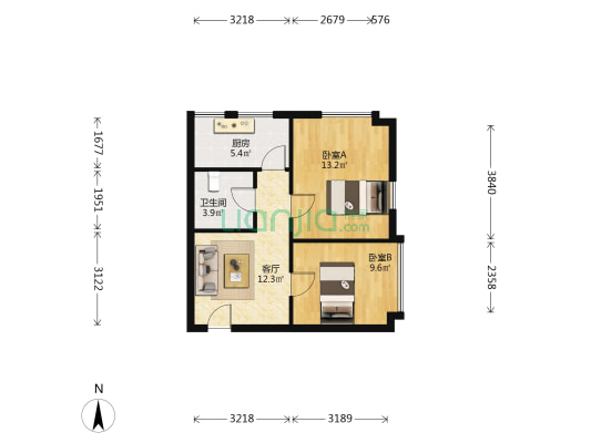 燕郊现代服务产业园 2室1厅1卫 69平方