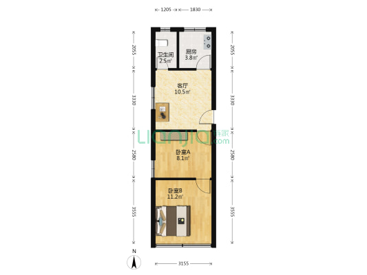 体育场路472号 2室1厅1卫 46平方