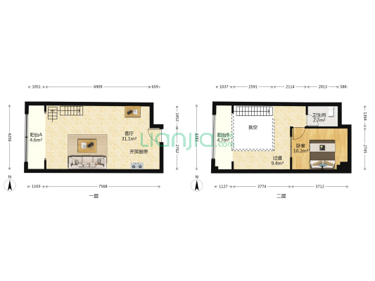 鑫茂科技园军民园 1室1厅1卫 57平方