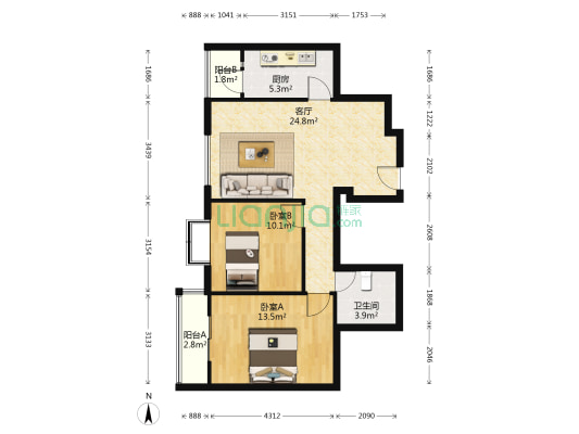 花样年华新街坊一期 2室1厅1卫 75平方