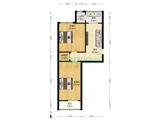 冶金厂西区 2室1厅1卫 69平方