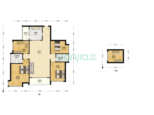宏发美域 5室1厅2卫 135平方
