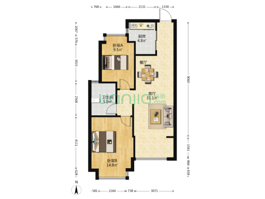 福清恒大御府 2室1厅1卫 86平方