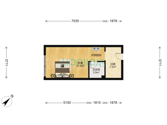 保利香槟国际 1室0厅1卫 46平方