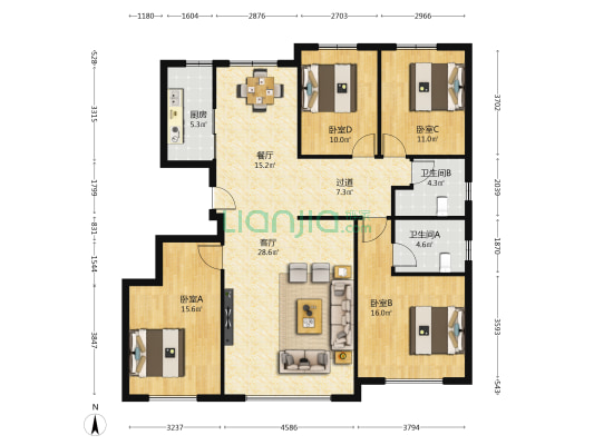 鹭岛国际花园一期 4室2厅2卫 159平方