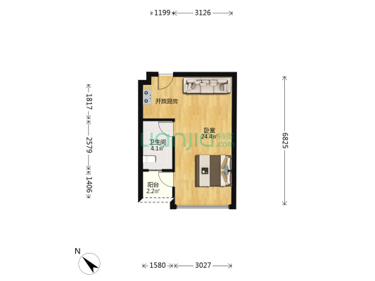 领寓 1室0厅1卫 45平方