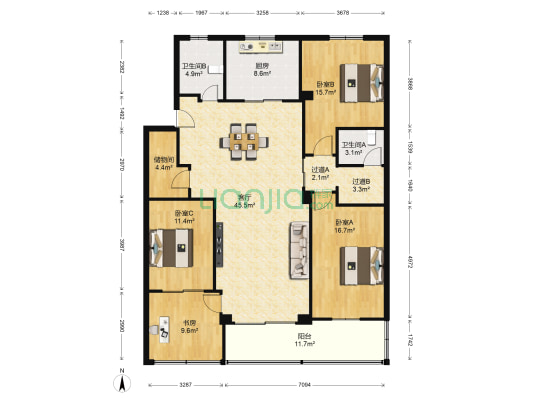金鹰大厦 4室1厅2卫 152平方