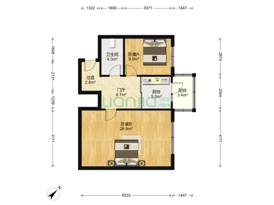 共乐西二道街 2室0厅1卫 75平方