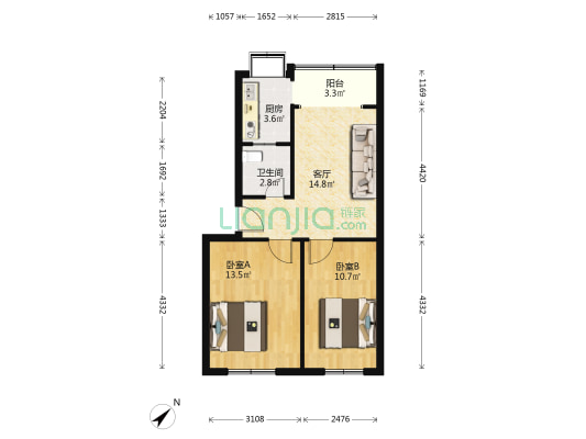 省建委宿舍 2室1厅1卫 62平方