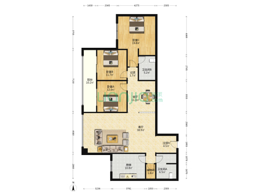 审计局家属院 3室2厅2卫 173平方