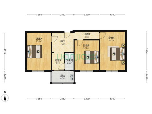 沈阳铁路分局局东小区 3室1厅1卫 85平方