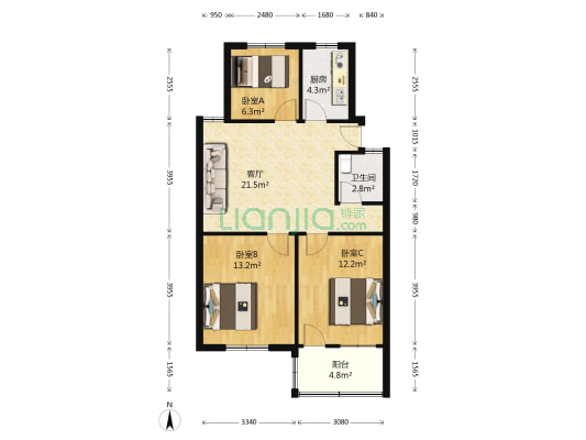 前进小区一区 3室1厅1卫 83平方