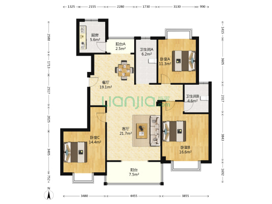 光谷翰林华府 3室2厅2卫 132平方