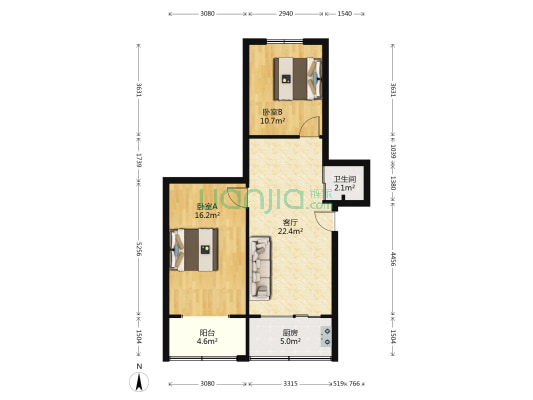 成华街10号 2室1厅1卫 67平方