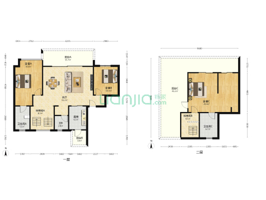 新力东园 3室1厅3卫 185平方