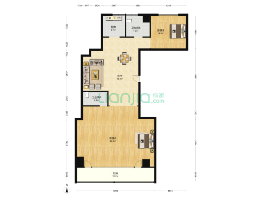 中鹰黑森林花园 2室1厅2卫 203平方
