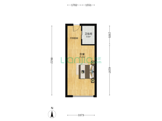 春天城市广场 1室0厅1卫 46平方