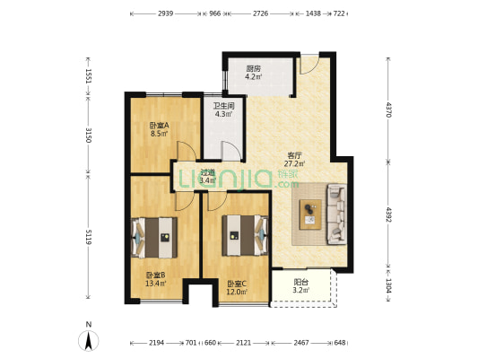 浩创梧桐春晓 3室1厅1卫 103平方
