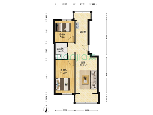 海信家园 2室1厅1卫 70平方