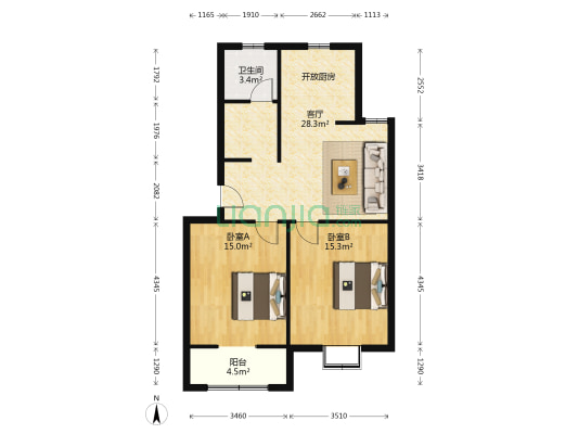 塘南新村北区 2室1厅1卫 82平方