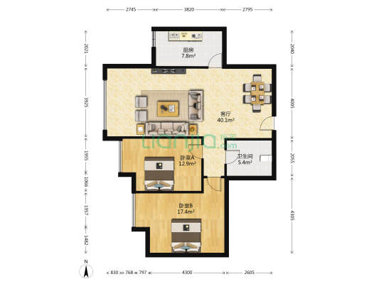 金耀华庭 2室1厅1卫 98平方