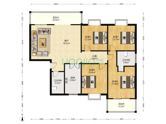 同泰公寓 4室1厅2卫 186平方