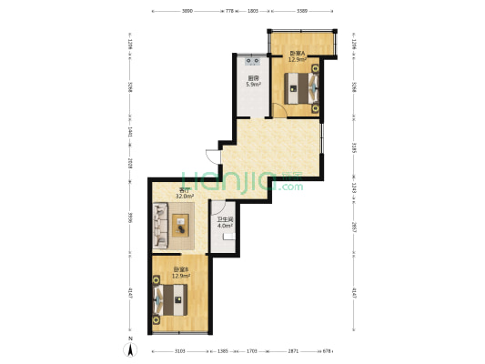 木都广场 2室1厅1卫 100平方