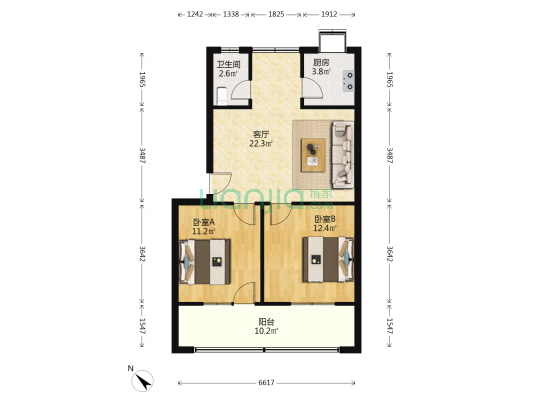 调度所家属院 2室1厅1卫 62平方