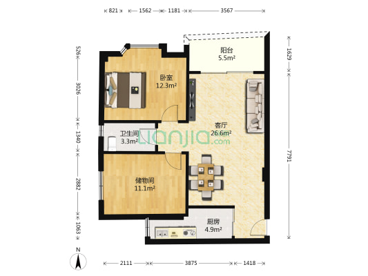 翠雅居 1室1厅1卫 70平方