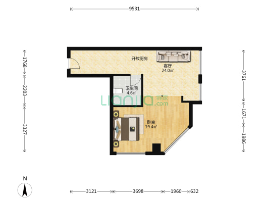 神仙树6号院 1室1厅1卫 69平方
