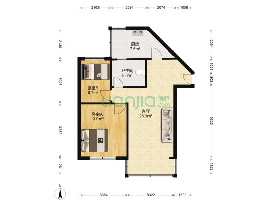 平江公寓 2室1厅1卫 68平方