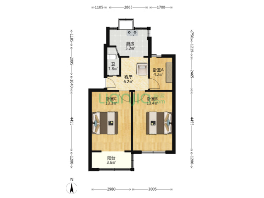 宝丰三村 3室1厅1卫 56平方