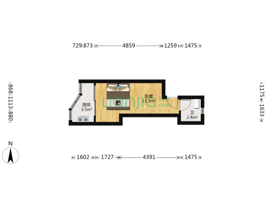 汇鑫阁 1室0厅1卫 27平方