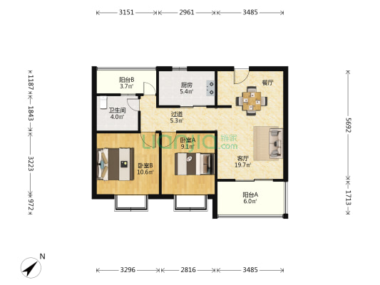 地产馨澜公寓 2室1厅1卫 82平方