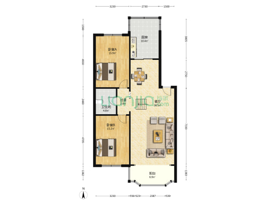 凯翔绿园 2室1厅1卫 113平方