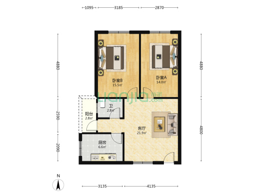 环卫局宿舍(人民大道) 2室1厅1卫 79平方